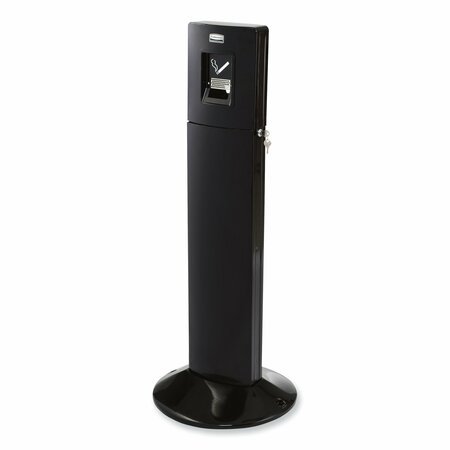 RUBBERMAID COMMERCIAL Metropolitan Smokers' Station, Weighted Base, 1.6 gal, Galvanized Liner, 16.8 dia x 42.8h, Black FGR93400BK